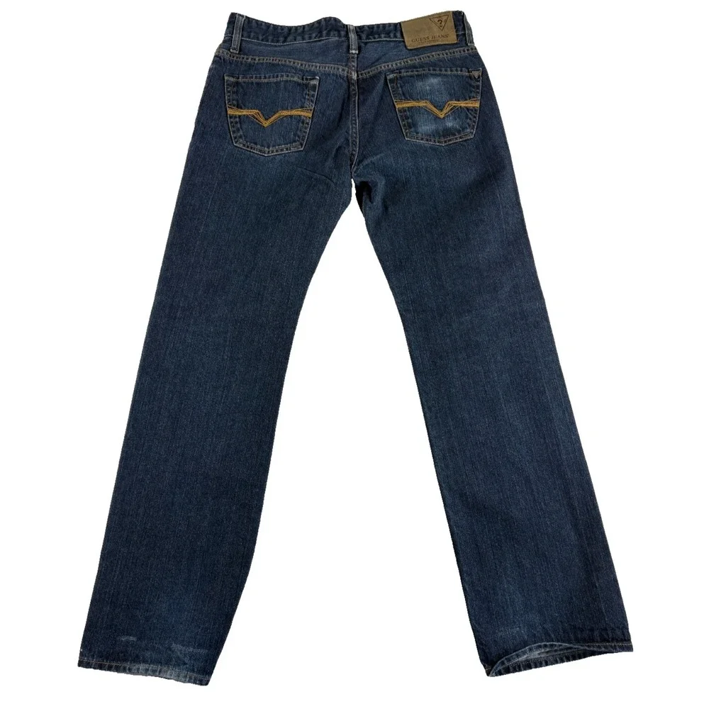 Guess Los Angeles Lincoln Slim Straight Fit Jeans 31 Blue Denim Authentic Casual